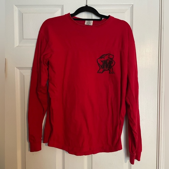 Pressbox Tops - Maryland Red logo long sleeve T-Shirt
